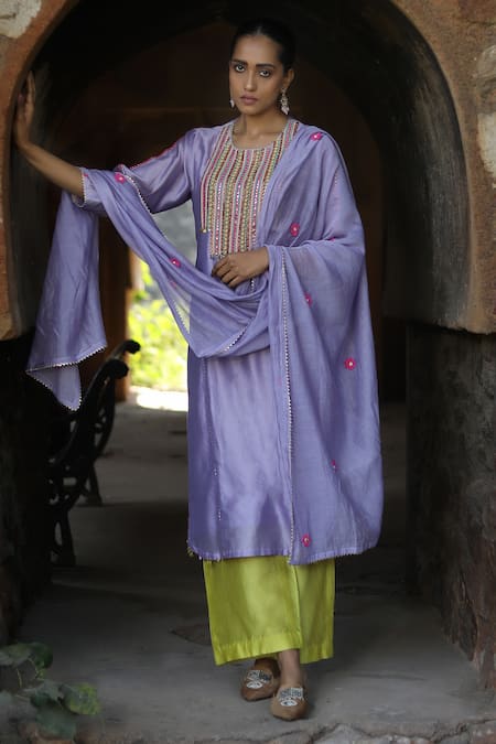 Label Kinjal Modi Sequins Embroidered Kurta Pant Set 