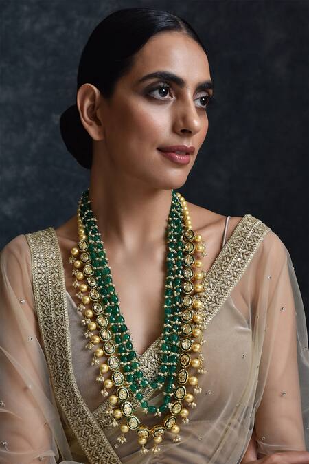 Pearl kundan store long necklace