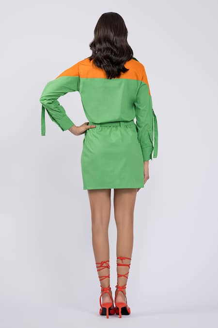 The Dramebaaz CO Bead Work Shirt Dress With Belt 