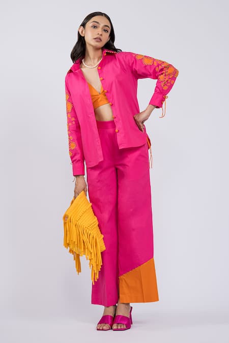 The Dramebaaz CO Petal Applique Sleeve Shirt & Pant Set 