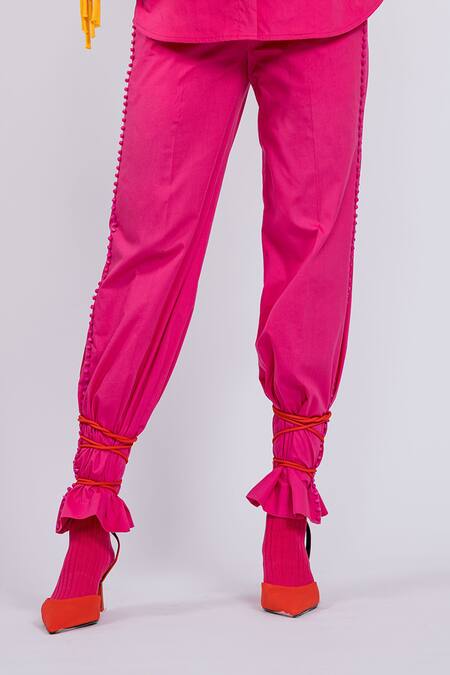 The Dramebaaz CO Pink Cotton Beads, Embroidery, Applique Collared Blossom Haze Shirt And Pant Set Online at Aza Fashions The Dramebaaz CO_Pink Cotton Beads, Embroidery, Applique Collared Blossom Haze Shirt And Pant Set _Online_at_Aza_Fashions