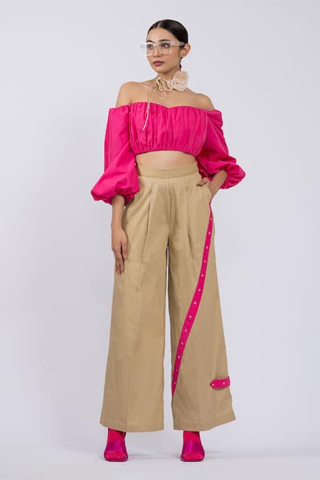 The Dramebaaz CO Poppy Cotton Off-Shoulder Bustier & Pant Set 