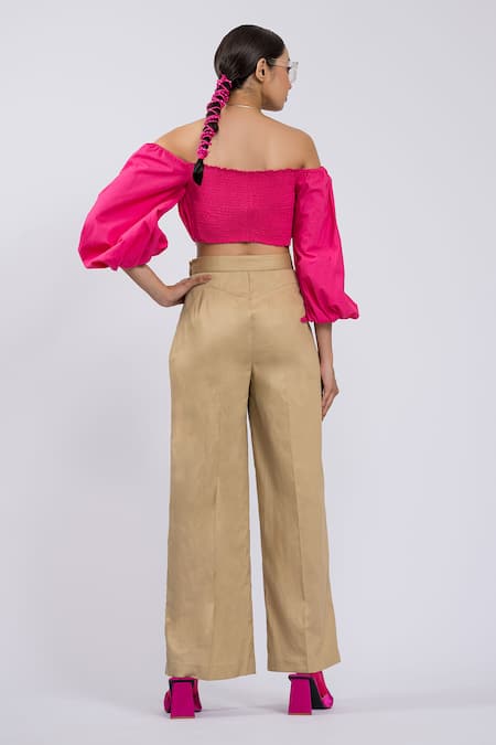 The Dramebaaz CO Poppy Cotton Off-Shoulder Bustier & Pant Set 