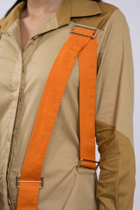 Buy The Dramebaaz CO Beige Cotton Collared Shirt Dress Online at Aza Fashions Buy_The Dramebaaz CO_Beige Cotton Collared Shirt Dress _Online_at_Aza_Fashions