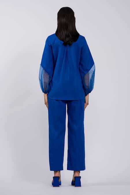 The Dramebaaz CO Cotton Glass Stone Embellished Top & Pant Set 