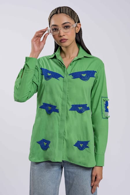 The Dramebaaz Co Cotton Bead Embellished Shirt 