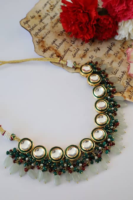 Paisley Pop Kundan Stone Drop Choker 
