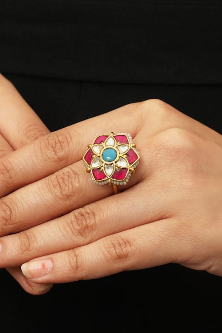 Riana Jewellery Floral Stone Ring 