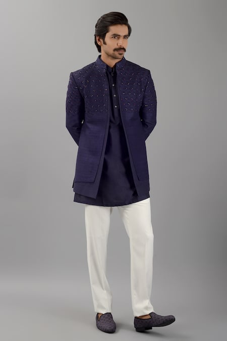 Rust Cyan Designer Brocade Half Jodhpuri Jacket With Kurta Pajama Set, Modi  Jacket, Mens Koti, नेहरू जैकेट - Rajanyas Ecommerce Private Limited, Yamuna  Nagar | ID: 27530824233