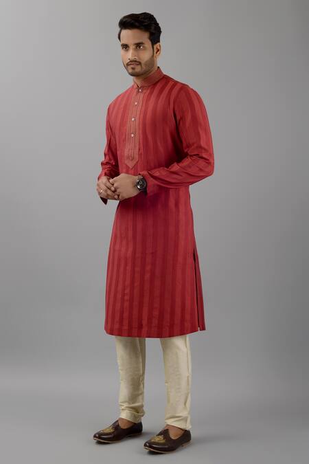 Buy Siddhesh Chauhan Red Silk Zari Placket Embroidered Kurta And Pant Set Online at Aza Fashions Buy_Siddhesh Chauhan_Red Silk Zari Placket Embroidered Kurta And Pant Set_Online_at_Aza_Fashions