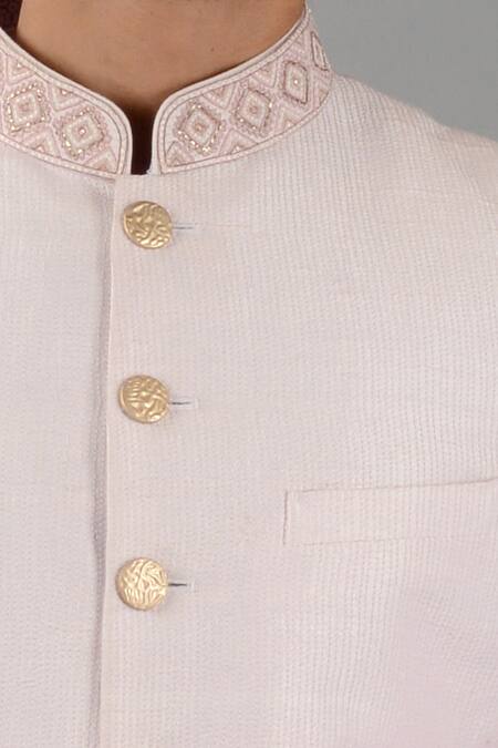 Siddhesh Chauhan_Purple Raw Silk Self-stitched Pattern Sherwani Pant Set_Online_at_Aza_Fashions