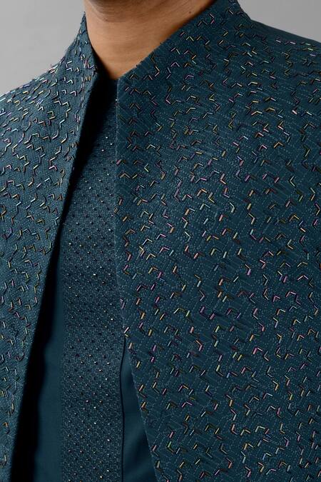 Shop Siddhesh Chauhan Green Terrycloth Embroidery Cut Dana Bundi Online at Aza Fashions Shop_Siddhesh Chauhan_Green Terrycloth Embroidery Cut Dana Bundi_Online_at_Aza_Fashions