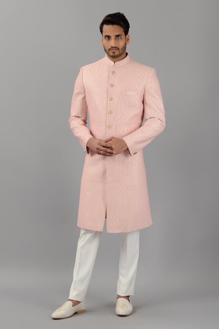 Siddhesh Chauhan Thread & Sequin Embroidered Sherwani Set 