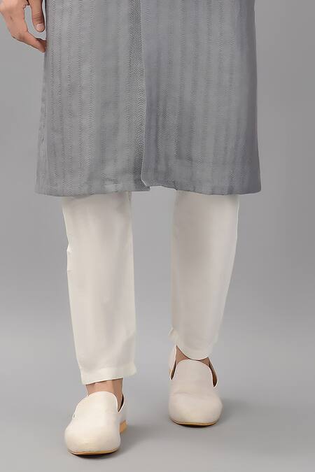Siddhesh Chauhan_Grey Silk, Cotton Jacquard Textured Kurta Set_Online_at_Aza_Fashions