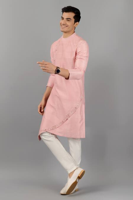 Buy_Siddhesh Chauhan_Purple Silk Embroidery Placed Floral Kurta With Pant_Online_at_Aza_Fashions