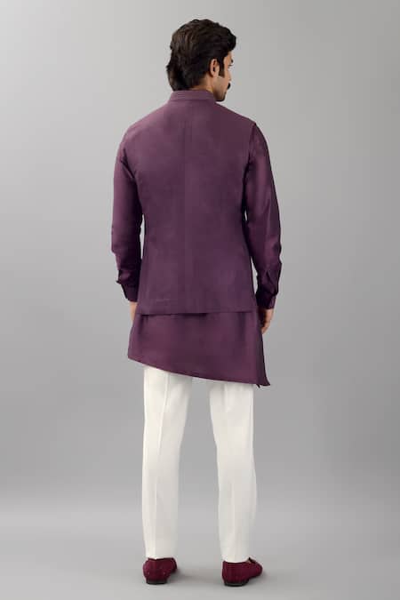 Shop Siddhesh Chauhan Wine Silk Diamond Pintuck Pattern Bundi at Aza Fashions Shop_Siddhesh Chauhan_Wine Silk Diamond Pintuck Pattern Bundi_at_Aza_Fashions