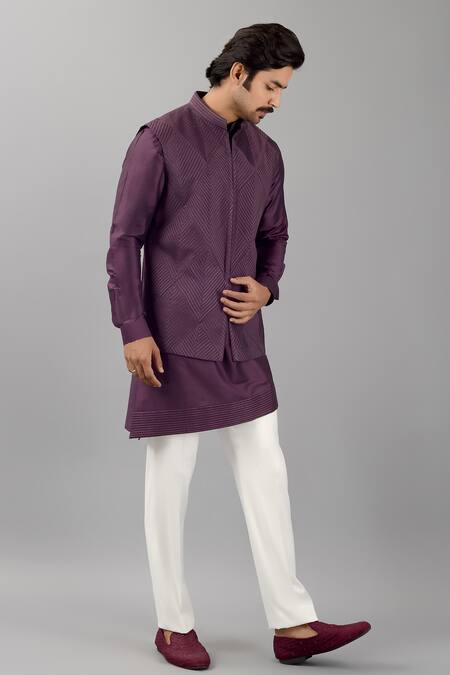 Siddhesh Chauhan Wine Silk Diamond Pintuck Pattern Bundi Online at Aza Fashions Siddhesh Chauhan_Wine Silk Diamond Pintuck Pattern Bundi_Online_at_Aza_Fashions