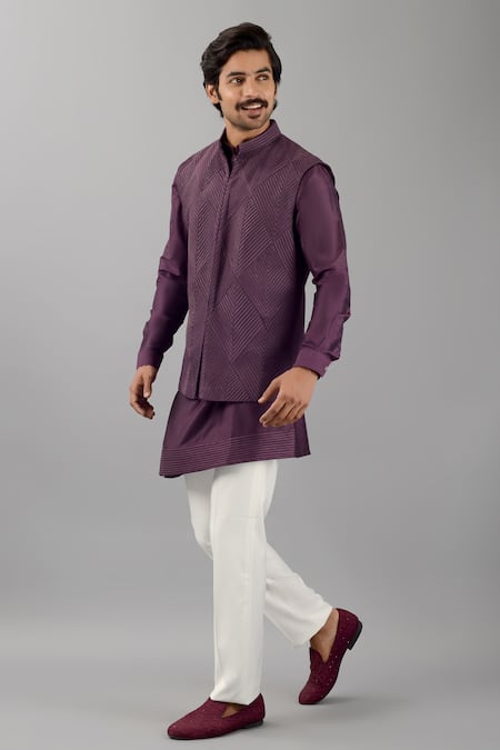 Buy Siddhesh Chauhan Wine Silk Diamond Pintuck Pattern Bundi Online at Aza Fashions Buy_Siddhesh Chauhan_Wine Silk Diamond Pintuck Pattern Bundi_Online_at_Aza_Fashions