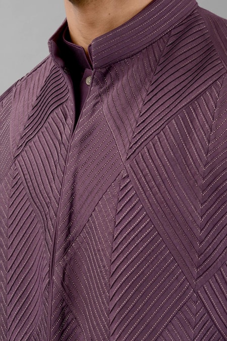 Shop Siddhesh Chauhan Wine Silk Diamond Pintuck Pattern Bundi Online at Aza Fashions Shop_Siddhesh Chauhan_Wine Silk Diamond Pintuck Pattern Bundi_Online_at_Aza_Fashions