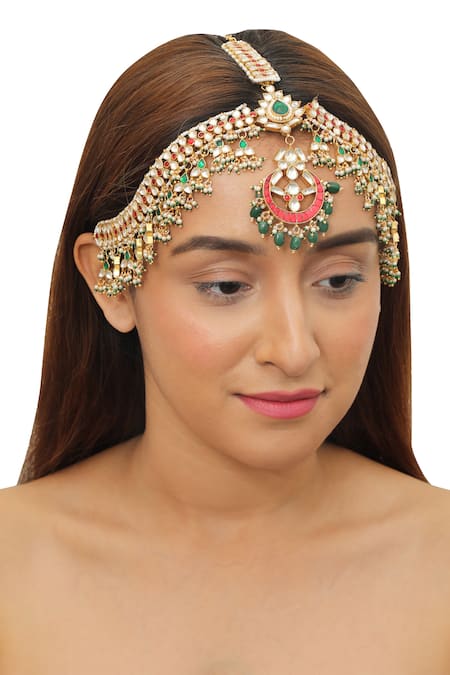 Riana Jewellery Chandbali Stone Mathapatti 