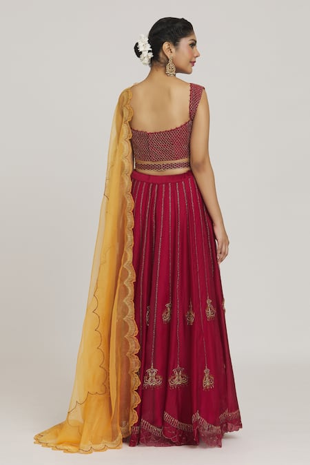 Sozenkari Chandelier Bead Embroidered Lehenga Set 