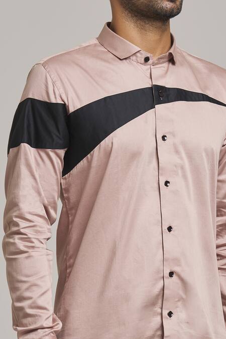 Arihant Rai Sinha_Peach Cotton Full Sleeve Shirt_Online_at_Aza_Fashions