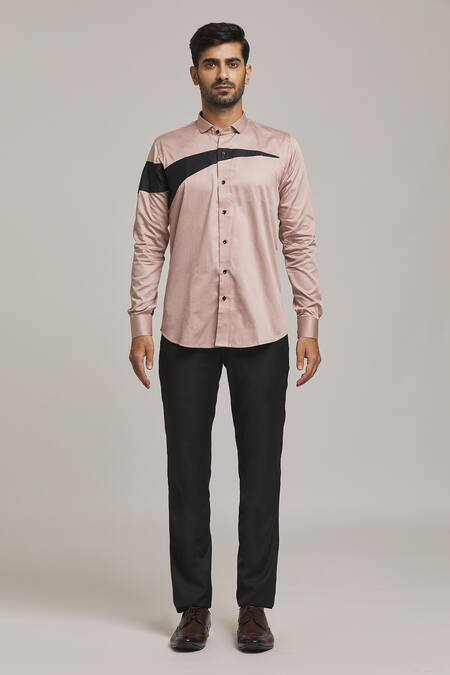 Arihant Rai Sinha_Peach Cotton Full Sleeve Shirt_at_Aza_Fashions
