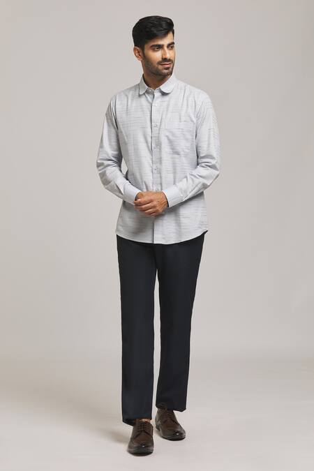 Buy_Arihant Rai Sinha_Blue Cotton Striped Shirt_Online_at_Aza_Fashions