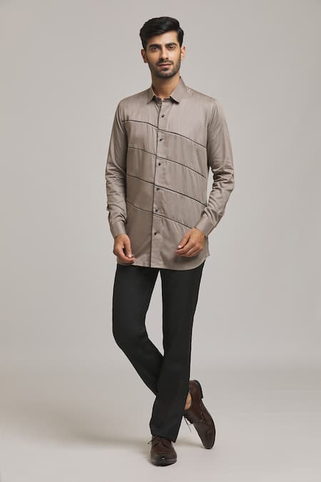 Arihant Rai Sinha Diagonal Striped Shirt 