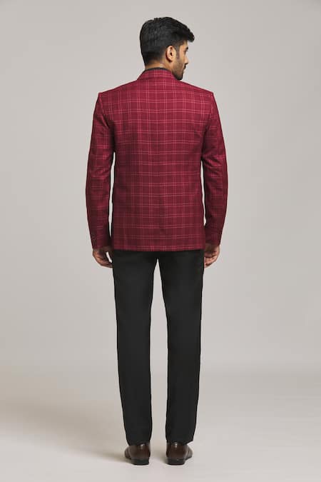 Arihant Rai Sinha Checkered Pattern Tweed Blazer 