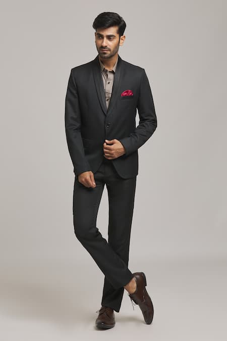 Aryavir Malhotra Solid Shawl Collar Blazer 