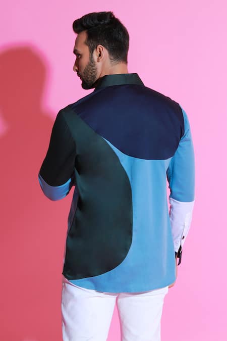 Shop Echke Multi Color Cotton Circular Pattern Front Buttoned Shirt at Aza Fashions Shop_Echke_Multi Color Cotton Circular Pattern Front Buttoned Shirt _at_Aza_Fashions