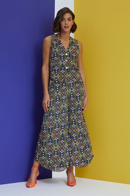 Nautanky Over It Printed Waistcoat & Pant Set 