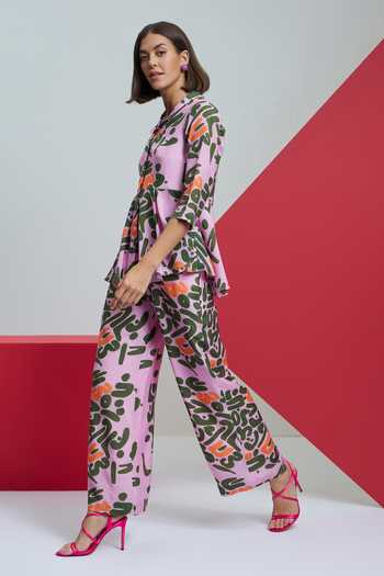 Buy Nautanky Pink Cotton, Crepe Collared Heart Eyes Peplum Top And Pant Set Online at Aza Fashions Buy_Nautanky_Pink Cotton, Crepe Collared Heart Eyes Peplum Top And Pant Set _Online_at_Aza_Fashions