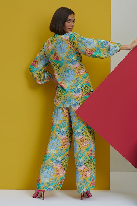 Nautanky Suns Out Coral Print Shirt & Pant Set 