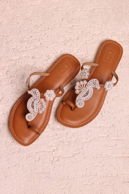 SANDALWALI Lucielle Seahorse Beaded Sandals 