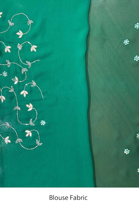 Priyal Bhardwaj Green Chiffon Gota Patti, Cut Work Floral Embroidered Saree Set Online at Aza Fashions Priyal Bhardwaj_Green Chiffon Gota Patti, Cut Work Floral Embroidered Saree Set _Online_at_Aza_Fashions
