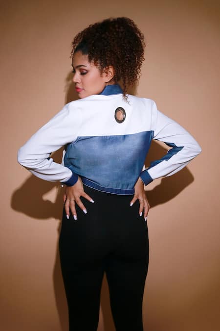 Shop Echke White Cotton, Polyester Tassels Collared Embellished Jacket at Aza Fashions Shop_Echke_White Cotton, Polyester Tassels Collared Embellished Jacket _at_Aza_Fashions