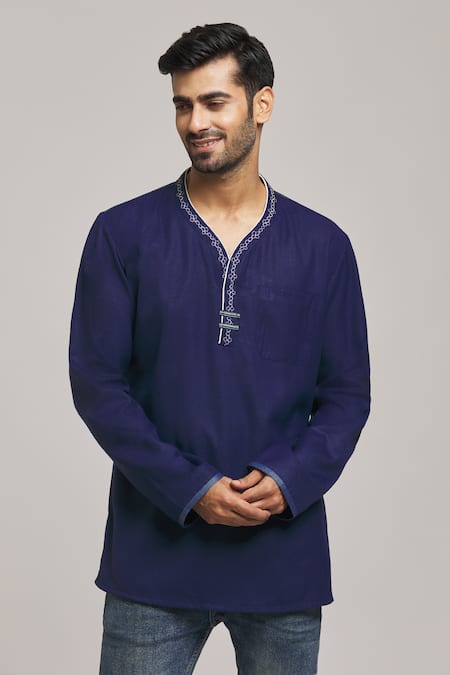 Arihant Rai Sinha Embroidered Neckline Short Kurta 