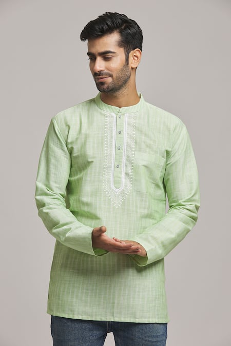 Arihant Rai Sinha Striped Cotton Short Kurta 