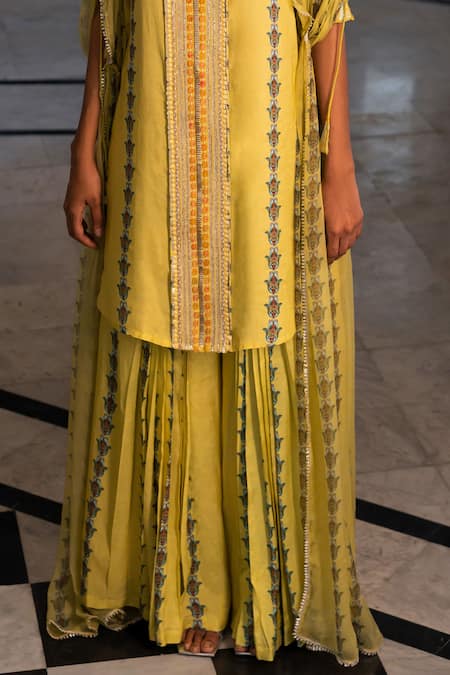 Buy 17:17 By Simmi Saboo Yellow Chiffon Hamsa Kurta Scoop Neck Oscar Pattern Palazzo Set Online at Aza Fashions Buy_17:17 By Simmi Saboo_Yellow Chiffon Hamsa Kurta Scoop Neck Oscar Pattern Palazzo Set _Online_at_Aza_Fashions