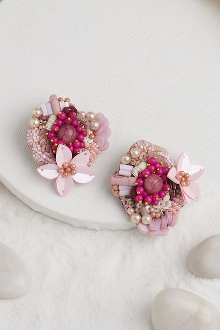 Torque By Merge Floral Cluster Embellished Earrings 
