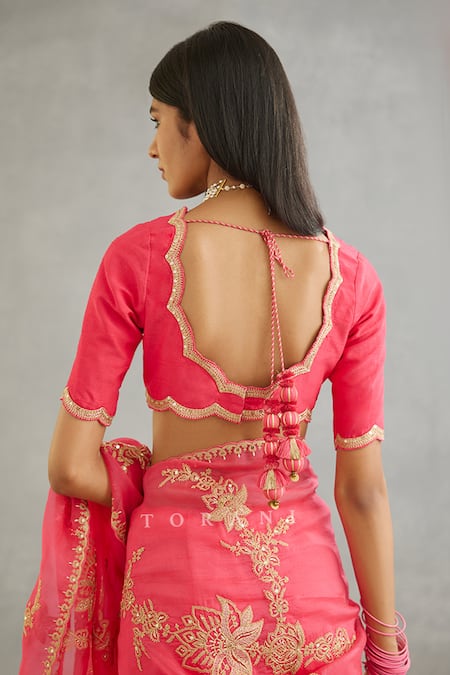 Buy Ivory Raw Silk Embroidery Dori Gul Bano Idika Saree Blouse For Women by  Torani Online at Aza Fashions.