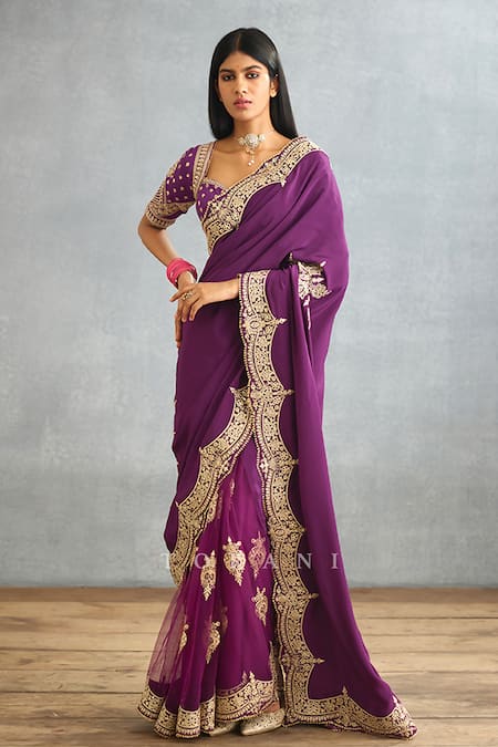 Buy_Torani_Purple Cotton, Silk Embroidery Sweetheart Neck Gul Rez Jasmeet Dori Blouse _Online_at_Aza_Fashions