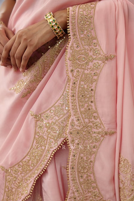 Torani Pink Silk, Cotton Embroidery Gul Mohar Yuvani Dori Saree Online at Aza Fashions Torani_Pink Silk, Cotton Embroidery Gul Mohar Yuvani Dori Saree _Online_at_Aza_Fashions