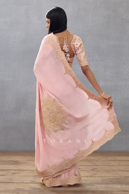 Torani Gul Mohar Yuvani Dori Embroidered Saree 