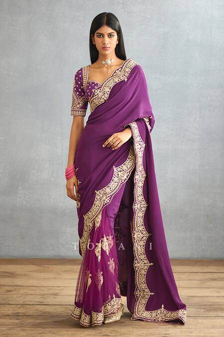 Purple Colour Heavy Work Rich Look Partywear Saree - KSM PRINTS - 4110704