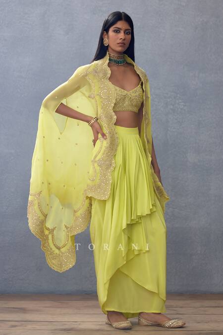 Buy Torani Yellow Organza, Sequins, Embroidery, Gul Mina Zuri Choga Skirt Set Online at Aza Fashions Buy_Torani_Yellow Organza, Sequins, Embroidery, Gul Mina Zuri Choga Skirt Set _Online_at_Aza_Fashions