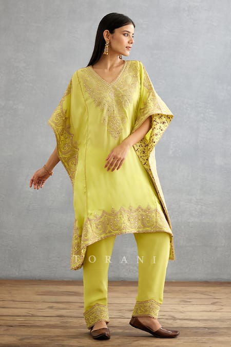 Torani Gul Mina Aaira Embroidered Kaftan & Pant Set 