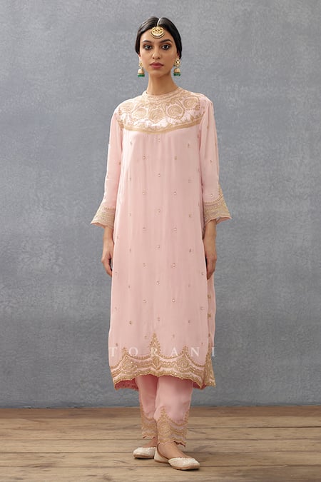 Torani_Pink , Cotton, , Embroidery, Gul Mohar Urvi Kurta Set _Online_at_Aza_Fashions